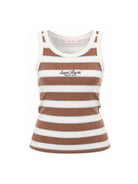 Canotta da donna MC2 Saint Barth bianco e marrone con motivo a righe AAD001 02675L MC2 ST. BARTH 