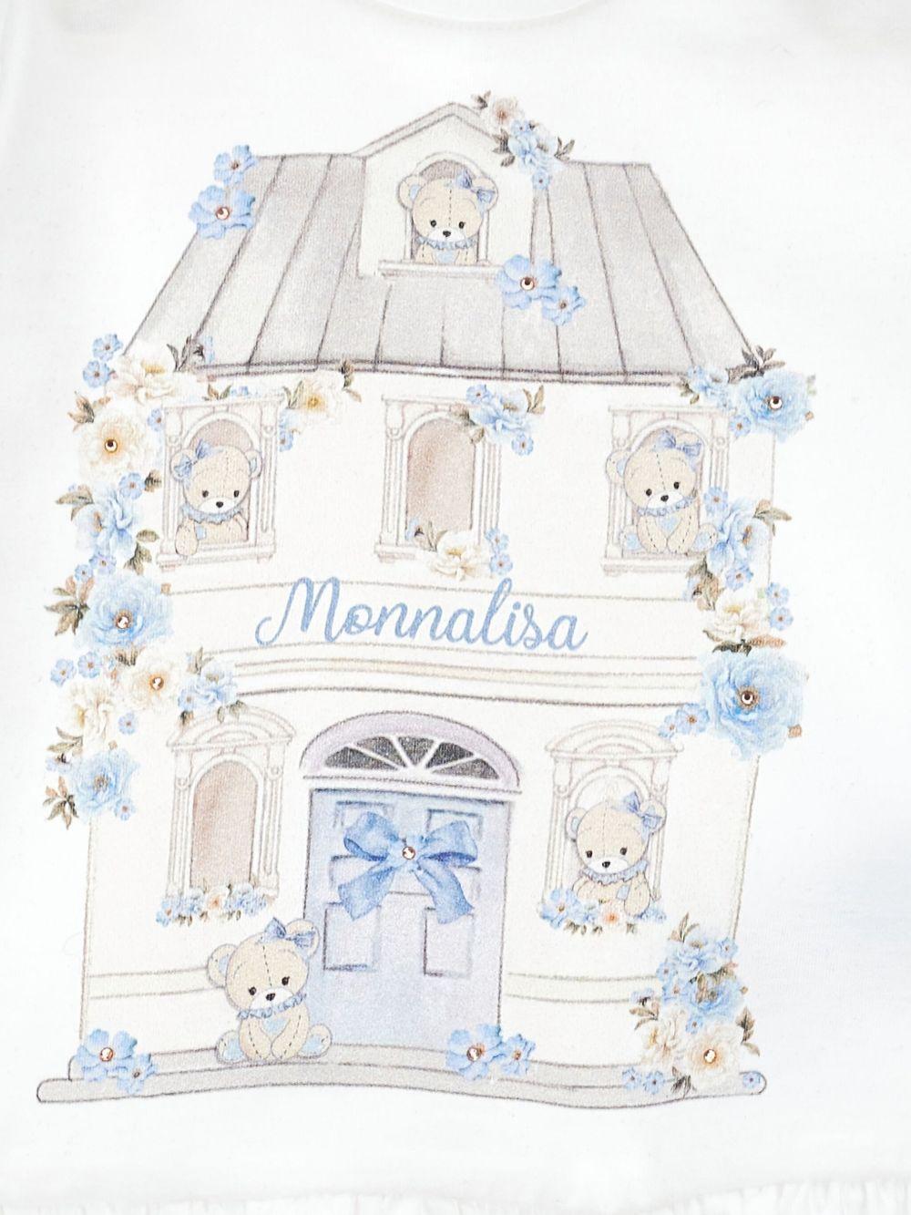 Set t-shirt e pantaloni per neonata Monnalisa bianco con stampa floreale 31F504 6658 0258 MONNALISA 
