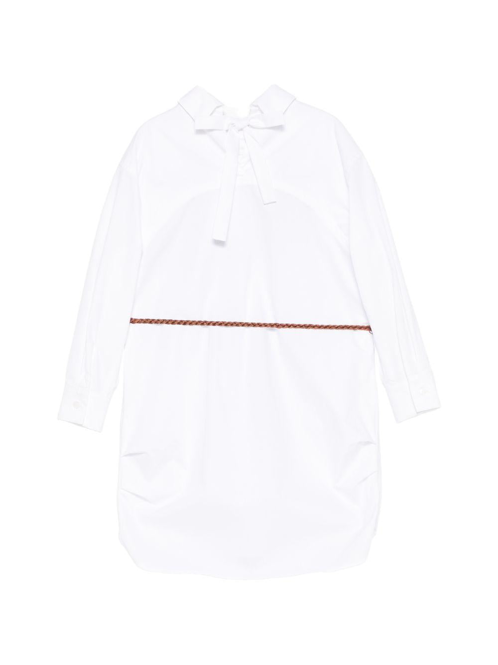 Abito per bambina Ermanno Scervino Junior bianco con dettagli in pizzo blu a fiori Z1G901 7116 9956 ERMANNO SCERVINO KIDS 
