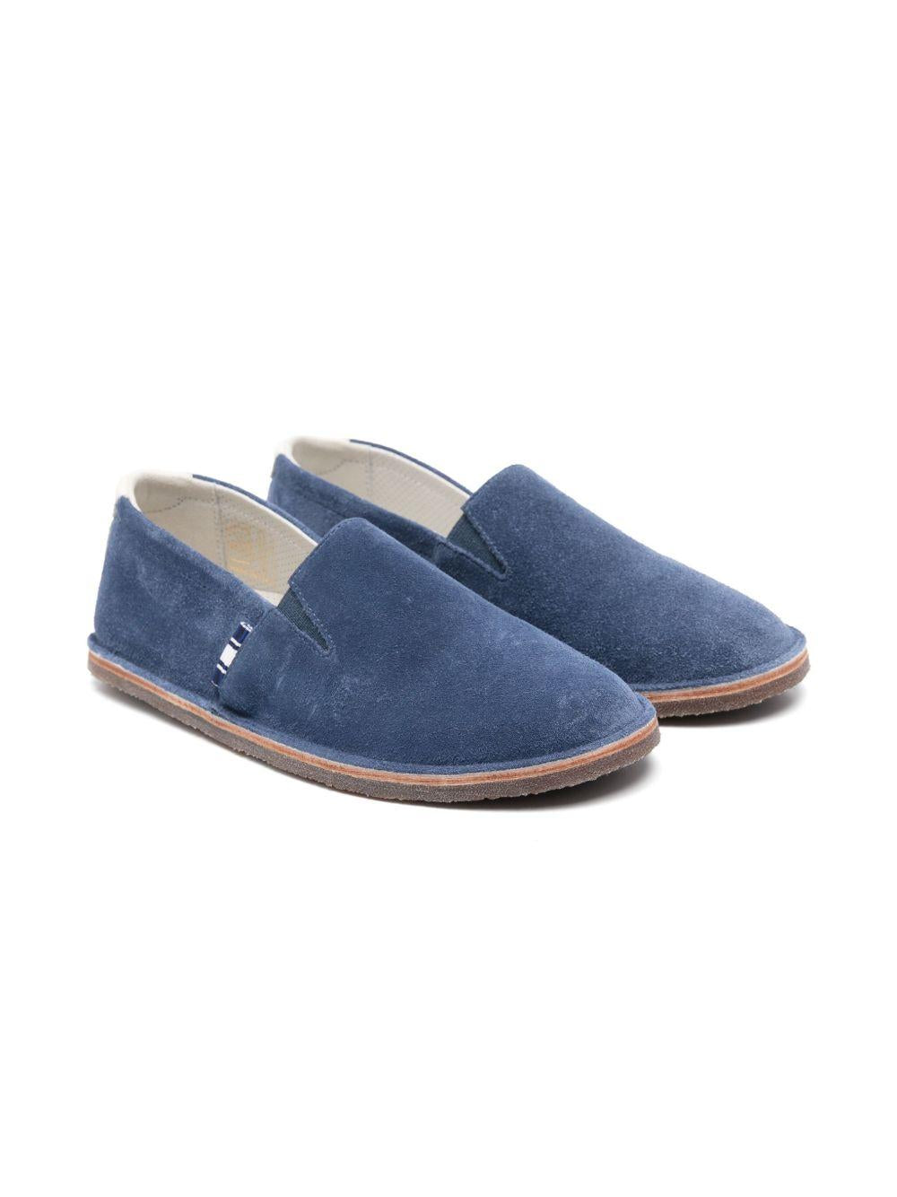 Mocassini per bambino Brunello Cucinelli Kids blu in pelle scamosciata BITALZI161 CAC70 BRUNELLO CUCINELLI KIDS 