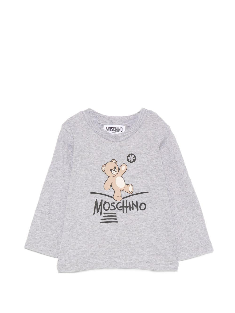 T-shirt per neonati Moschino Kids grigia con motivo Teddy Bear MOO014LAA20 60901 MOSCHINO KIDS 