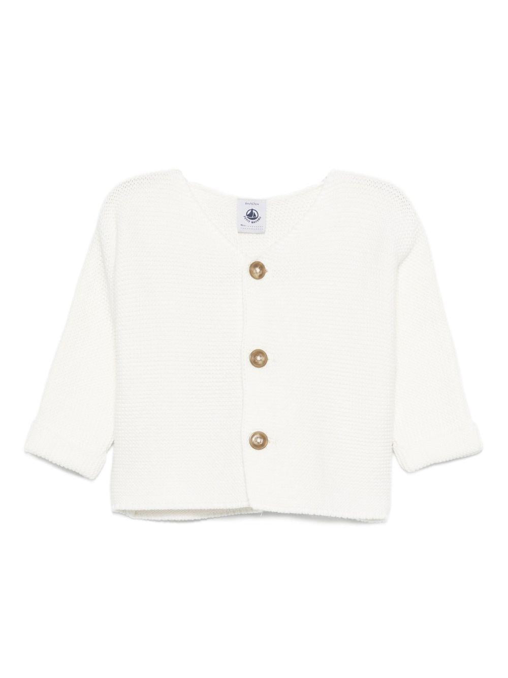 Cardigan per neonata Petit Bateau bianco con motivo a coste A0CES 13 PETIT BATEAU 