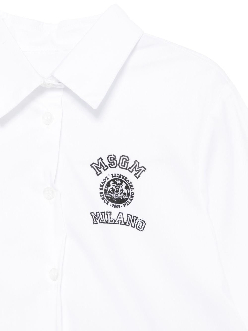 Camicia per bambina MSGM Kids bianca con colletto classico S6MSJGSI026 001 MSGM KIDS 