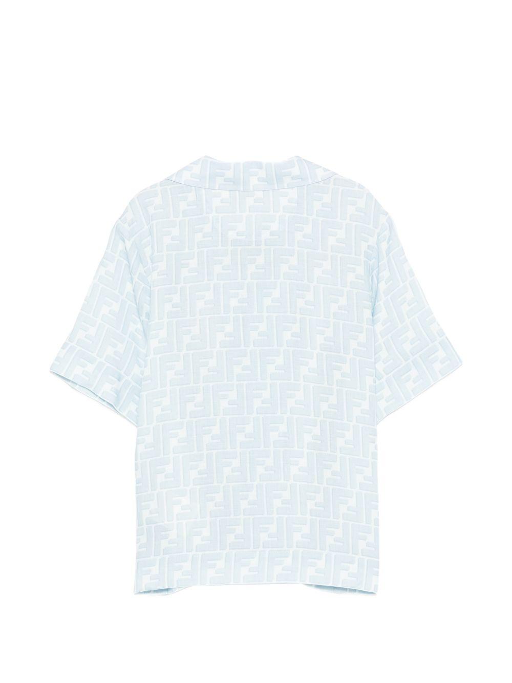 Camicia per bambino Fendi Kids azzurra con logo ricamato JMC209 AY8C F0EX7 FENDI KIDS 