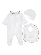 Set tutina bavaglino e cappellino per neonata Monnalisa bianco con stampa fragola 35G514 7084 0099 MONNALISA KIDS 
