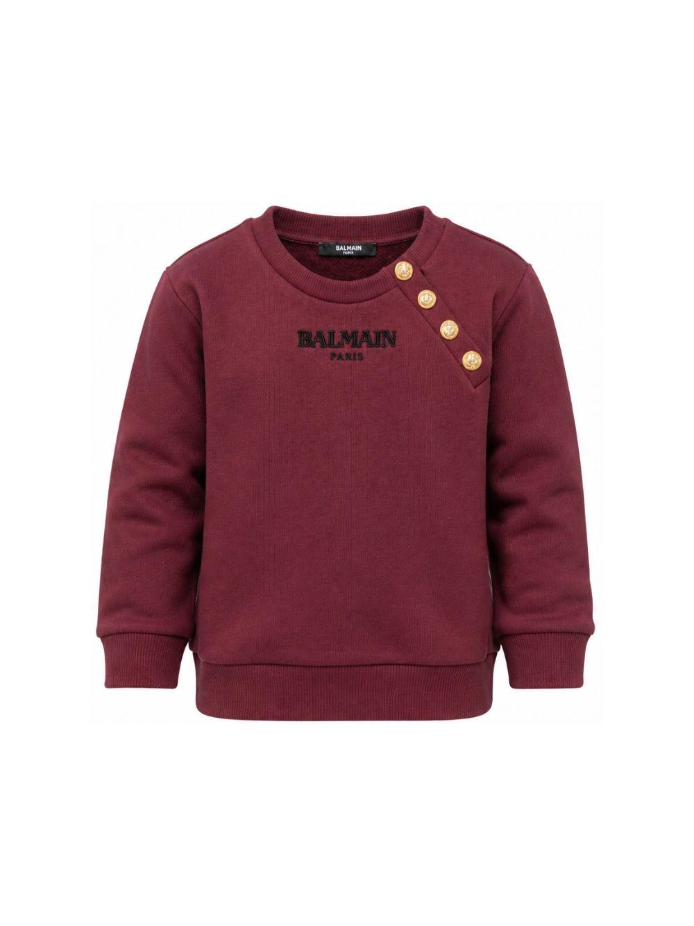 Felpa per bambino Balmain Kids bordeaux con dettaglio con bottoni oro BZ4I10 Z3183 530OR BALMAIN KIDS 