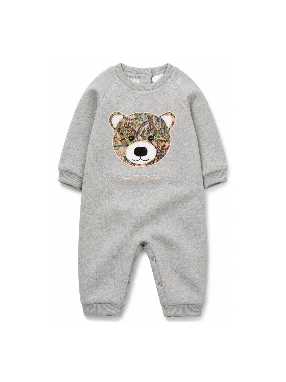 Tutina per neonati Etro Kids grigia con ricamo orsetto sul davanti GZB540 Z3188 806 ETRO KIDS 