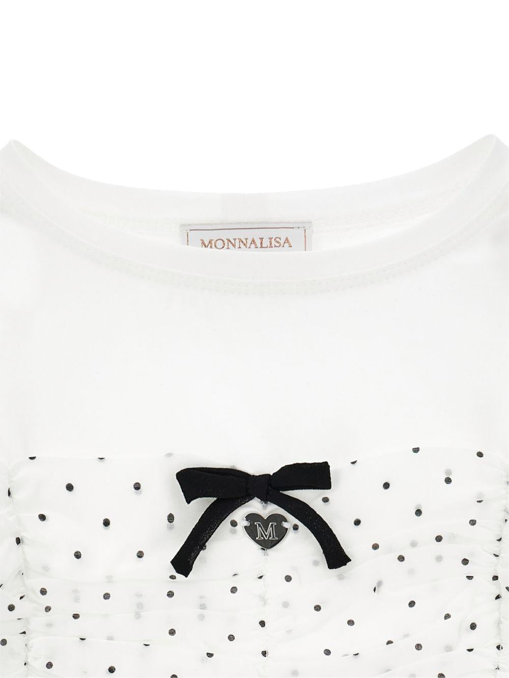 T-shirt per bambina Monnalisa bianca a pois 11G302 7201 9950 MONNALISA KIDS 
