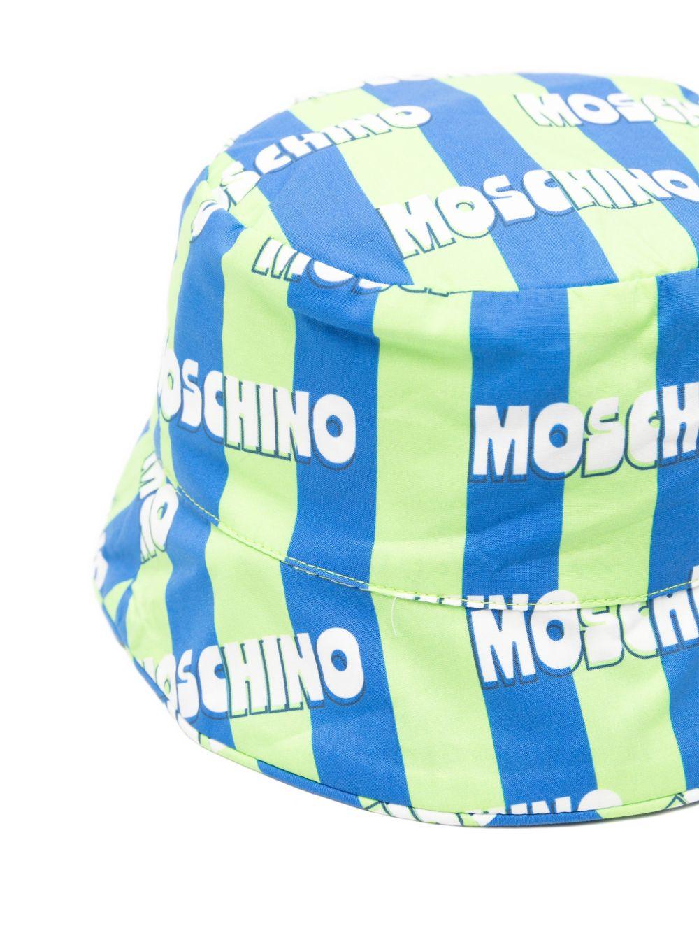 Cappello bucket per bambino Moschino Kids verde e azzurro con motivo a righe HUX02QLLB60 83676 MOSCHINO KIDS 