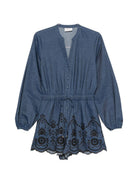 Tuta intera da donna MC2 Saint Barth in denim con ricamo floreale LNY0001 08006L MC2 ST. BARTH 