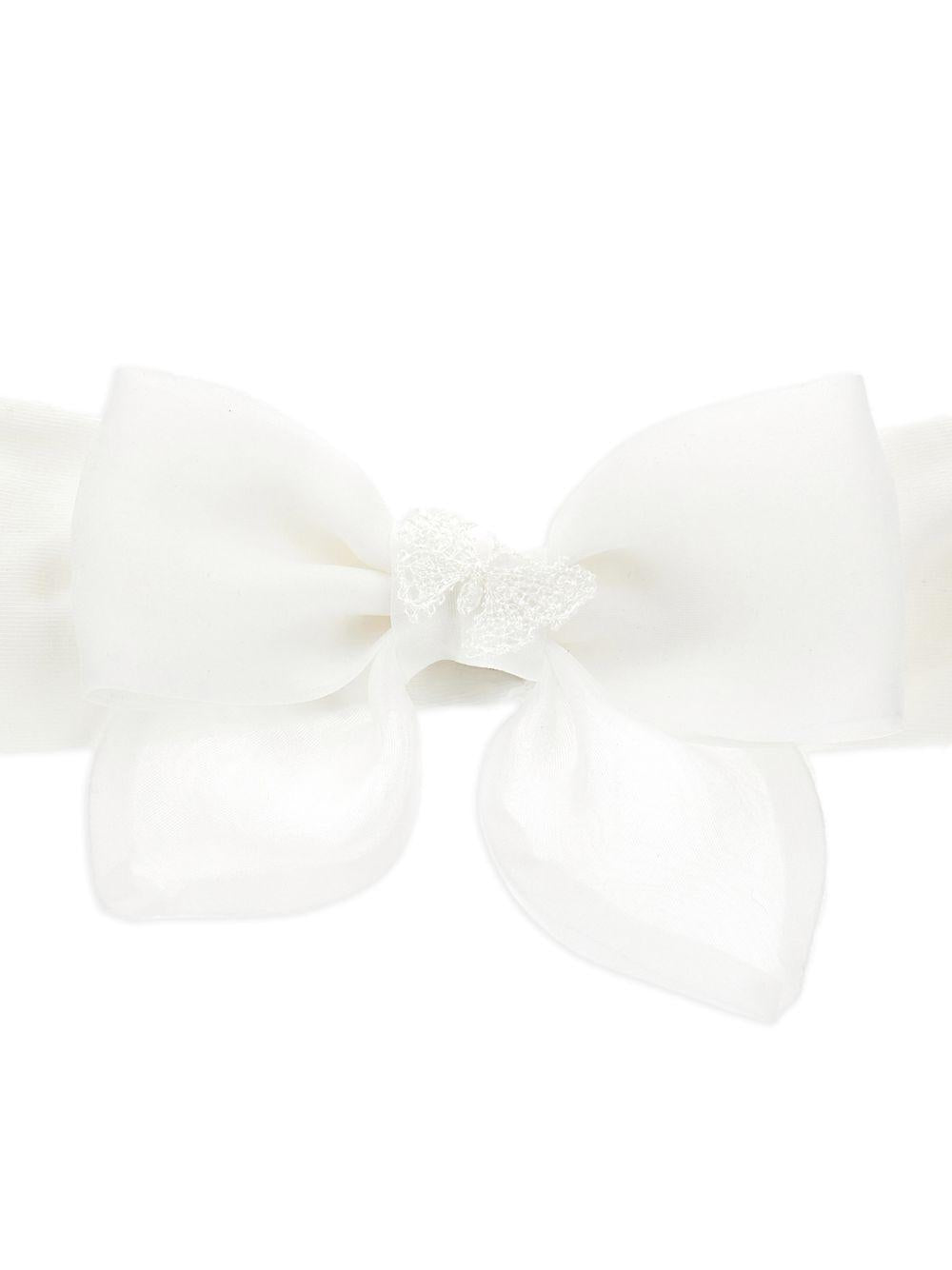 Fascia per capelli per neonata Monnalisa bianca con dettaglio con fiocco 73G004 7112 0001 MONNALISA 