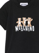 T-shirt per neonati Moschino Kids nera con stampa grafica tre Teddy Bear MUM04KLAA17 60100 MOSCHINO KIDS 