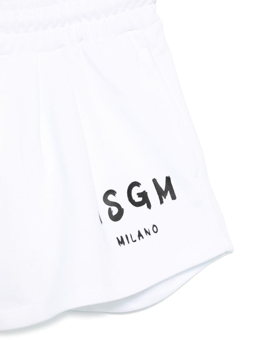 Pantaloncini con stampa logo per bambina MSGM Kids bianco con gamba larga S5MSJGSH092 001 MSGM KIDS 