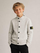 Cardigan per bambino Stone Island Junior grigio a collo alto con bottoni L2S165100003S00M1 V0M64 STONE ISLAND KIDS 