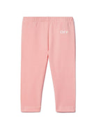 Leggings con stampa per neonata Off-White Kids rosa con design elasticizzato OGX3001S25JER001 3001 OFF WHITE KIDS 