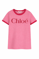 T-shirt per bambina Chloé Kids rosa con stampa con logo C20854 F04 CHLOE' KIDS 