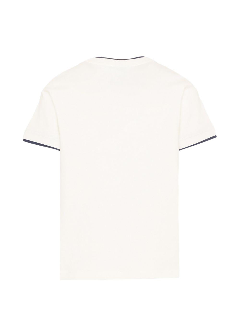 T-shirt per bambino Fay Kids bianca con logo ricamato sul davanti FY8P01 Z3708 101BL FAY KIDS 