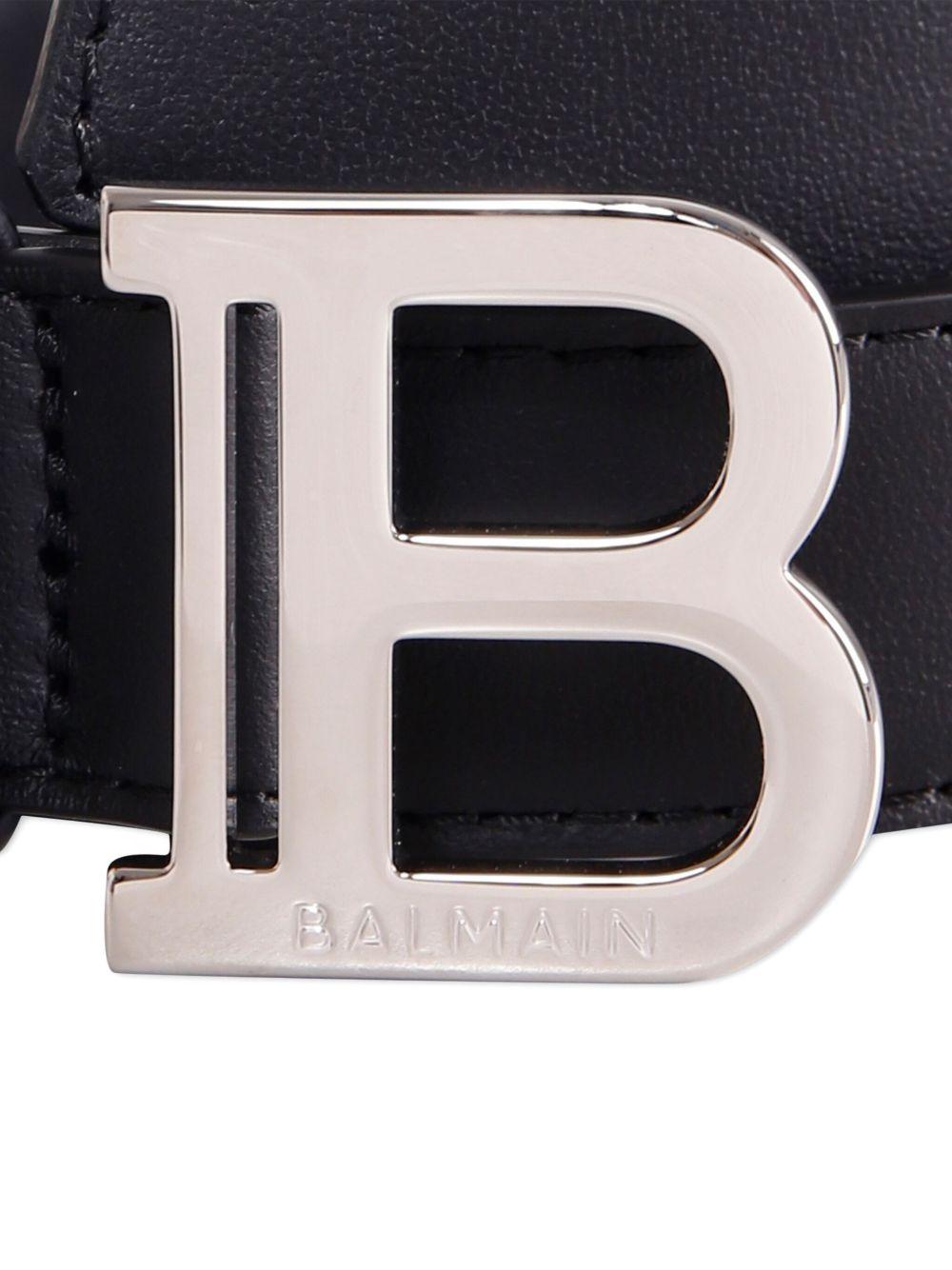 Cintura in pelle bambino Balmain Kids nera con placca logo BX0P21 Z1371 930AG BALMAIN KIDS 