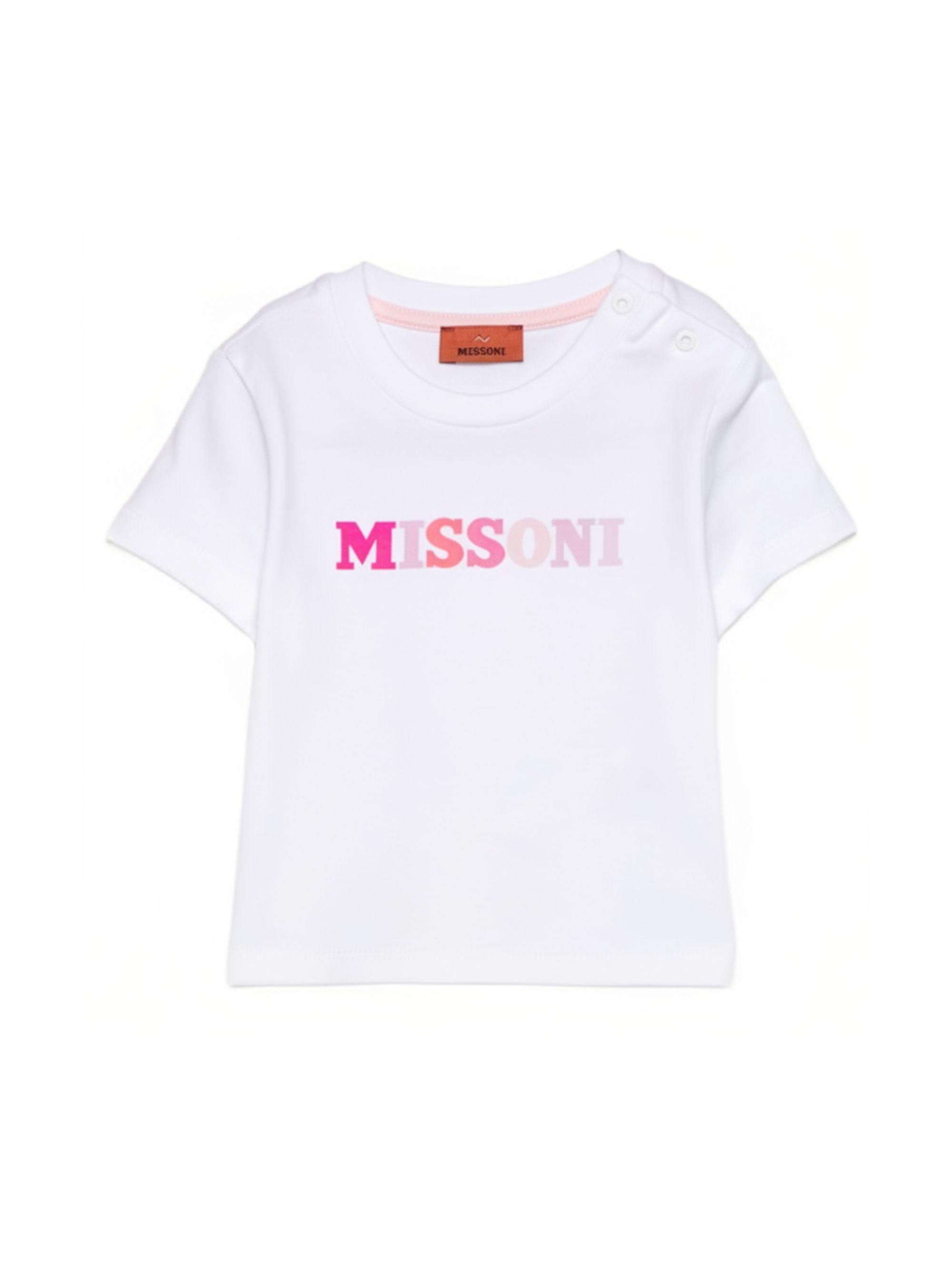 T-shirt per neonata Missoni Kids bianca con stampa logo sul davanti MY8021 Z3672 100 MISSONI KIDS 