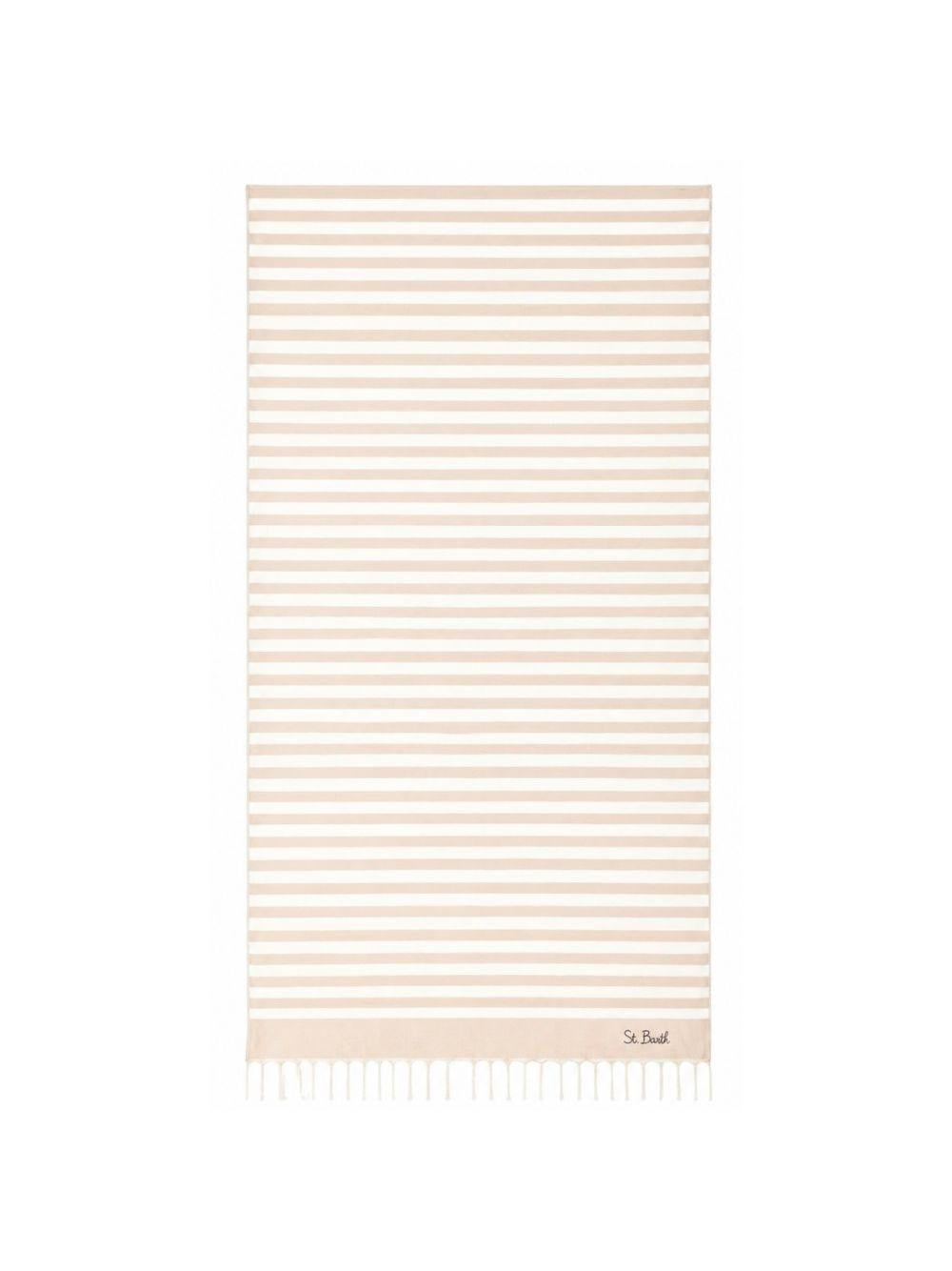 Telo mare MC2 Saint Barth beige e bianco con motivo a righe FOUT012 02753L MC2 ST. BARTH KIDS 