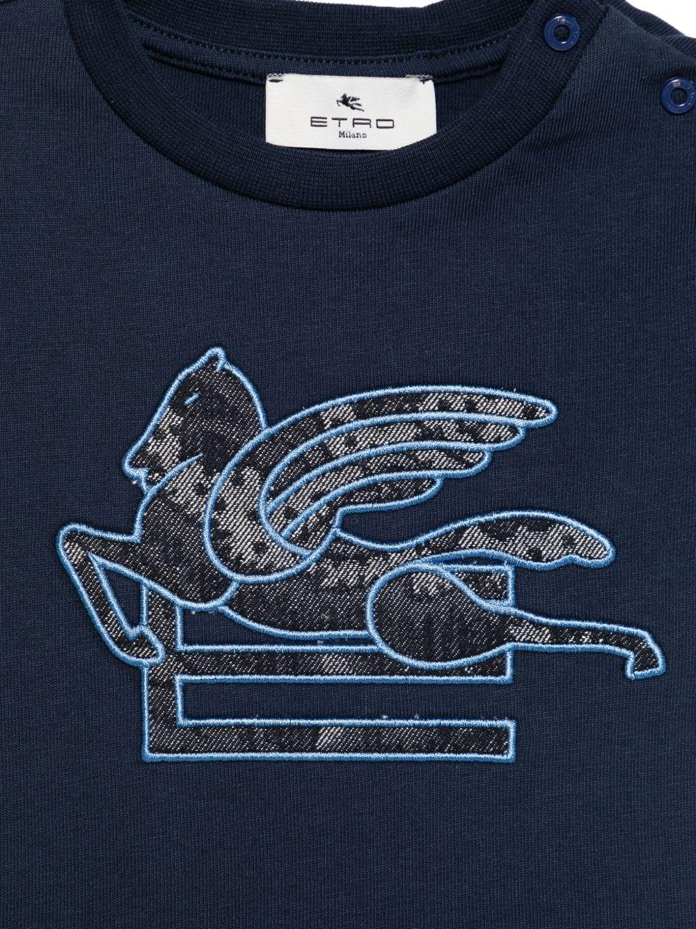 T-shirt per neonato Etro Kids blu con ricamo Pegaso GY8531 Z3672 617 ETRO KIDS 