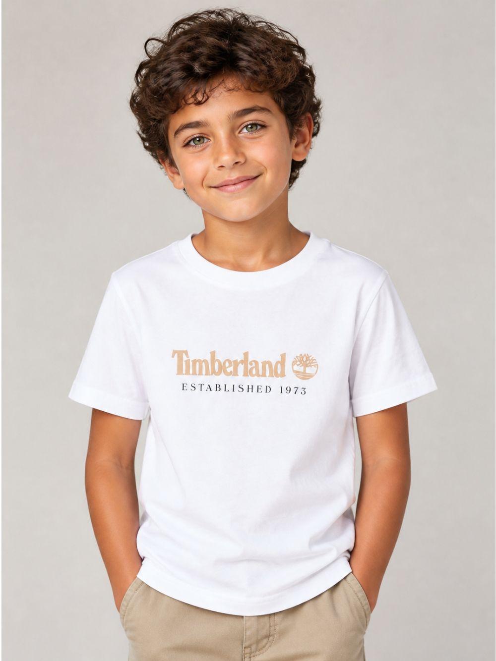 T-shirt per bambino Timberland Kids bianca con stampa logo T60968 10P TIMBERLAND KIDS 