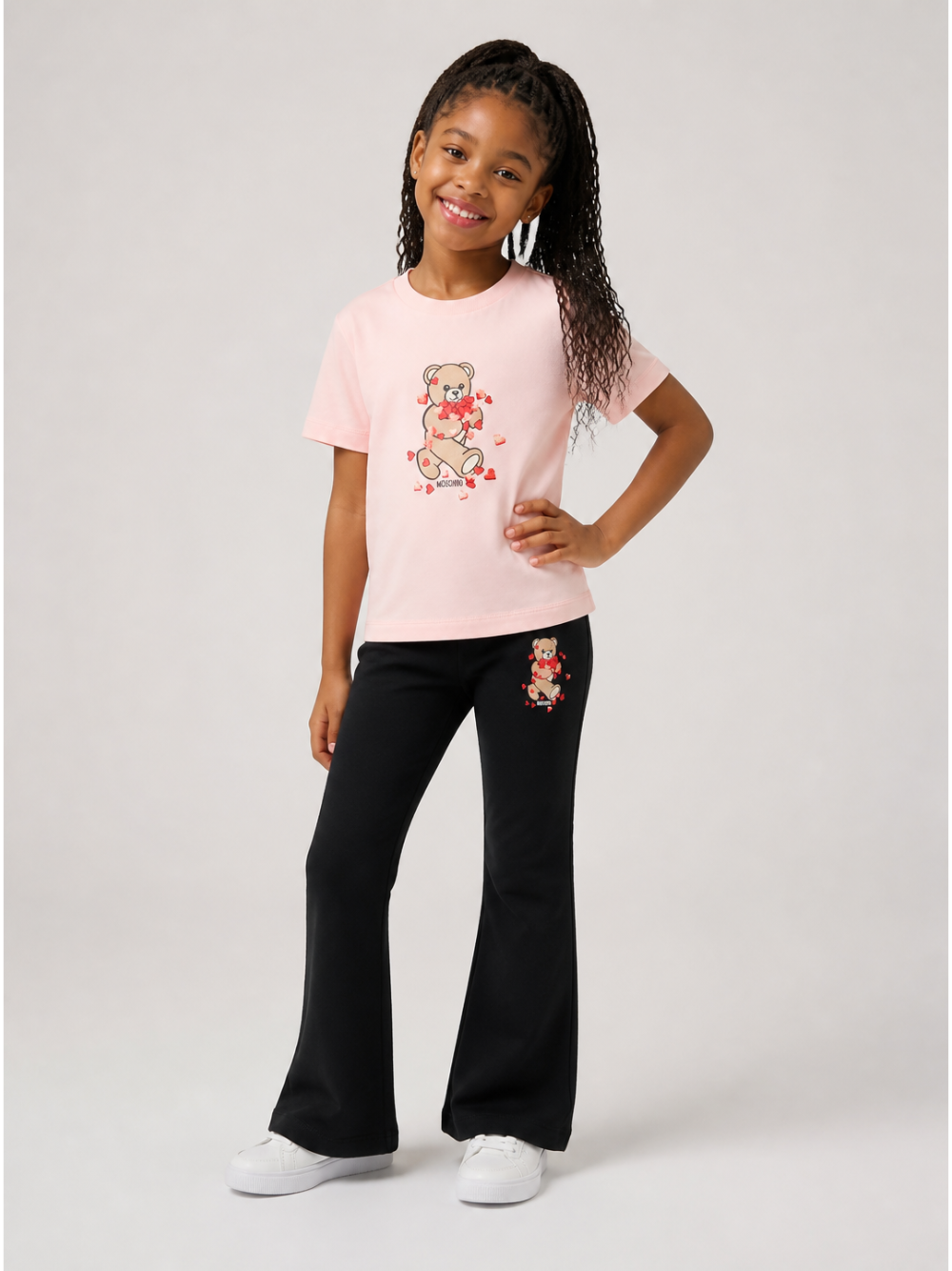 T-shirt per bambina Moschino Kids rosa con stampa Teddy Bear HIM06KLBA11 50209 MOSCHINO KIDS 
