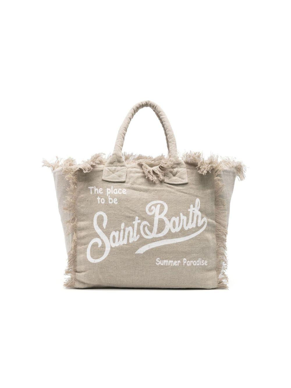 Borsa tote Vanity MC2 Saint Barth beige con stampa logo VANI022 01139L MC2 ST. BARTH KIDS 