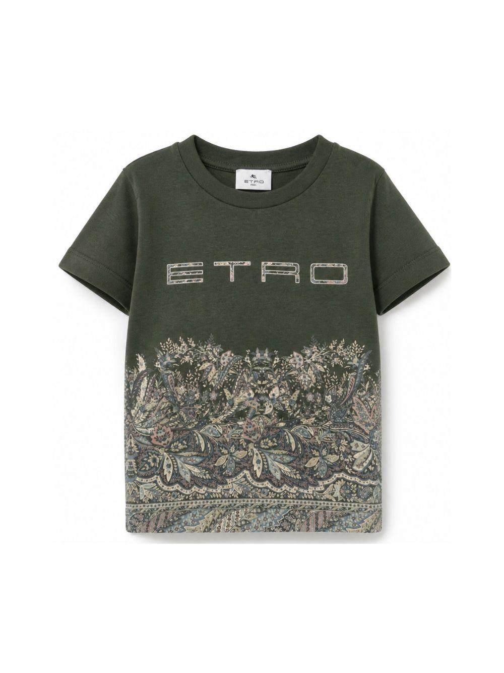 T-shirt per bambino Etro Kids verde con stampa floreale GZ8A31 Z3672 70J ETRO KIDS 