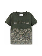 T-shirt per bambino Etro Kids verde con stampa floreale GZ8A31 Z3672 70J ETRO KIDS 