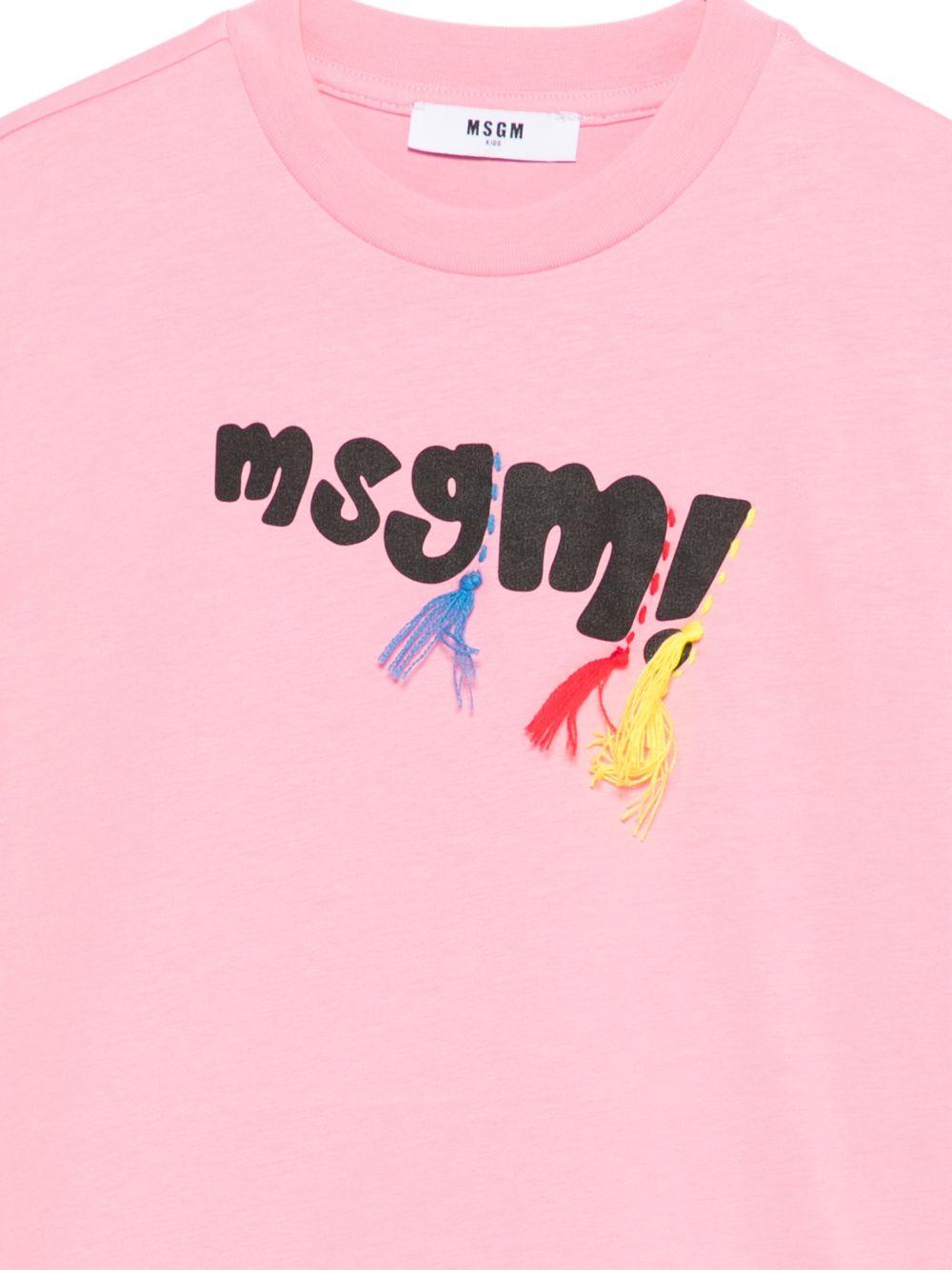 T-shirt per bambina MSGM Kids rosa con dettaglio logo S6MSJUTH136 MS070 MSGM KIDS 