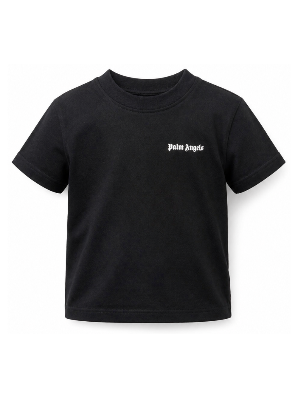 T-shirt per bambino Palm Angels Kids nera con logo sul davanti PBAA003S26JER002 110 PALM ANGELS KIDS 