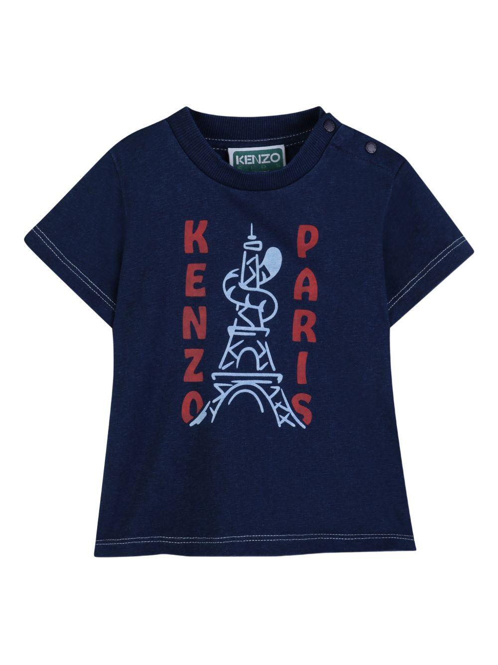 T-shirt per neonato Kenzo Kids blu con dettaglio stampa K61714 84N KENZO KIDS 