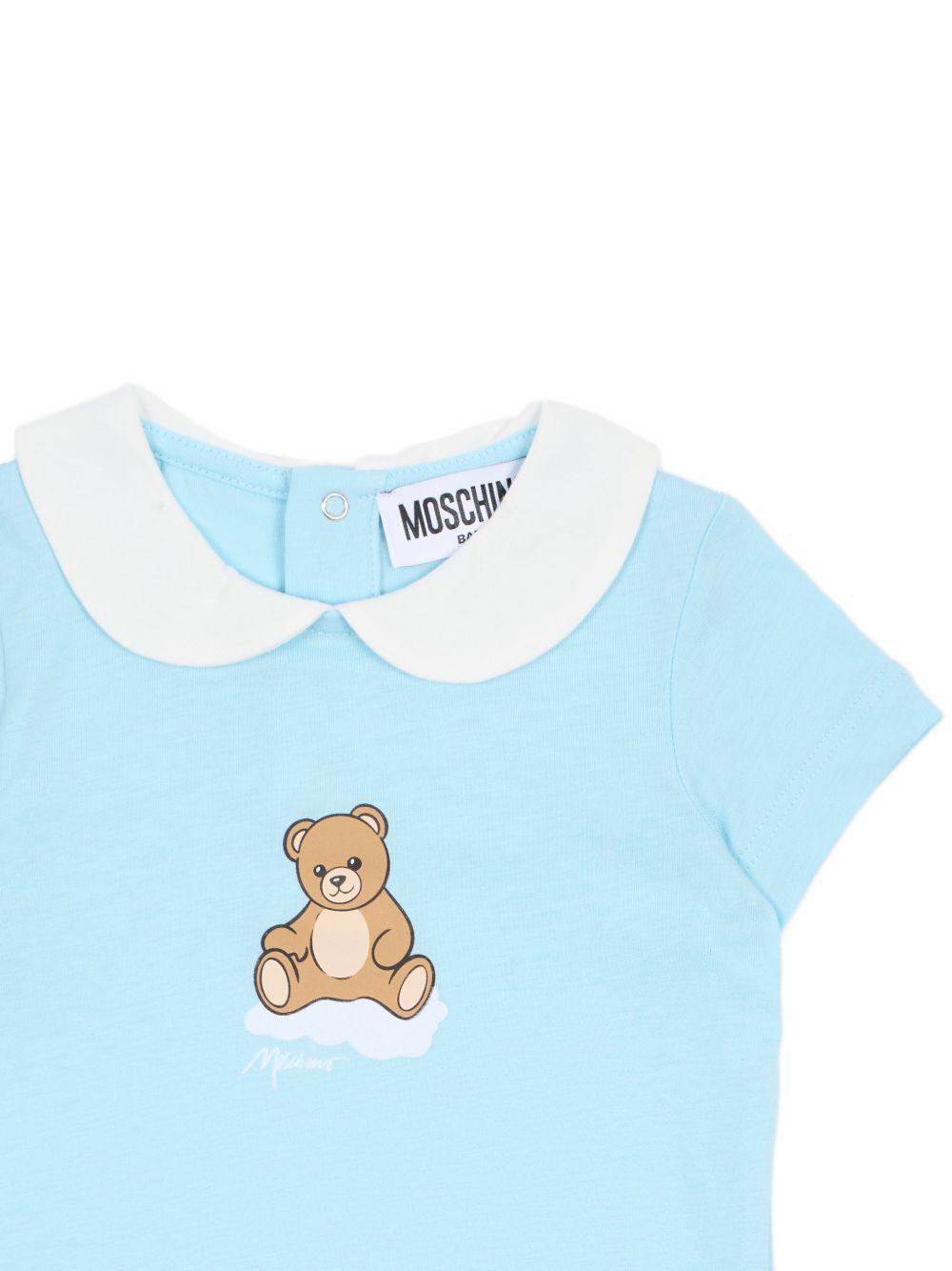 Tutina per neonati Moschino Kids azzurra con stampa Teddy Bear su nuvola MUT04NLAA03 40304 MOSCHINO KIDS 