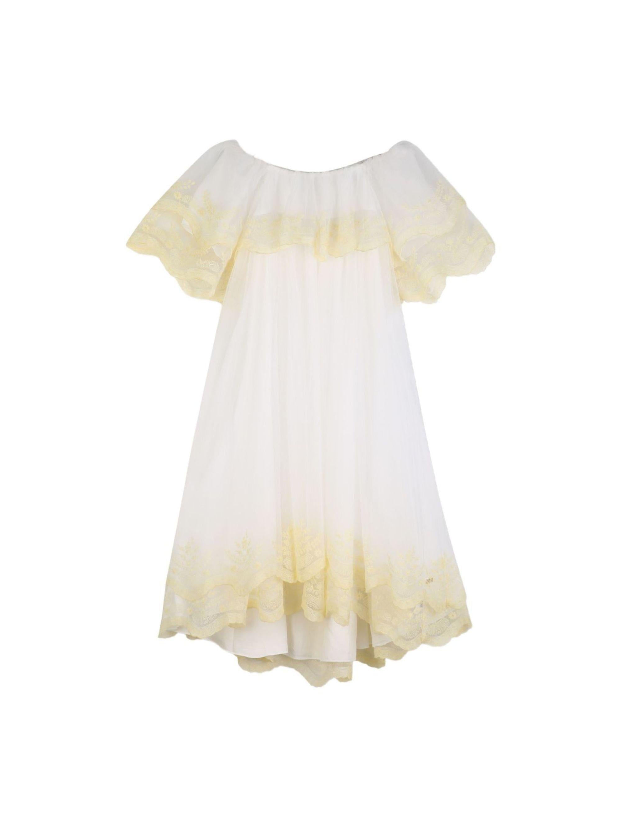 Abito per bambina Chloé Kids bianco con finitura in pizzo C21241 117 CHLOE' KIDS 