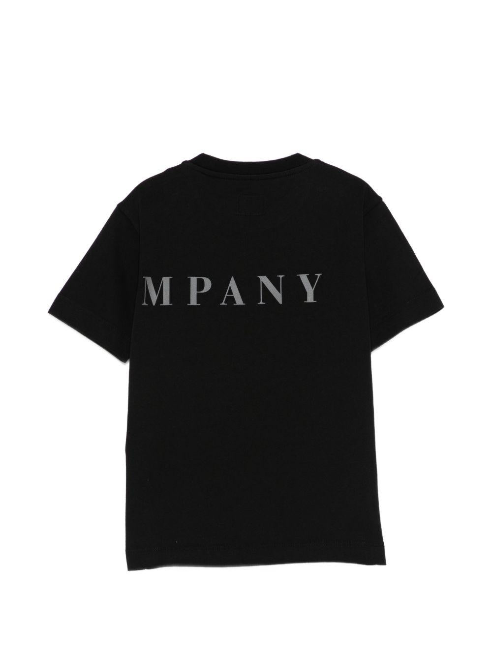 T-shirt per bambino C.P. Company Kids nera con logo sul davanti C5M00LLAA17 60100 C.P.COMPANY KIDS 