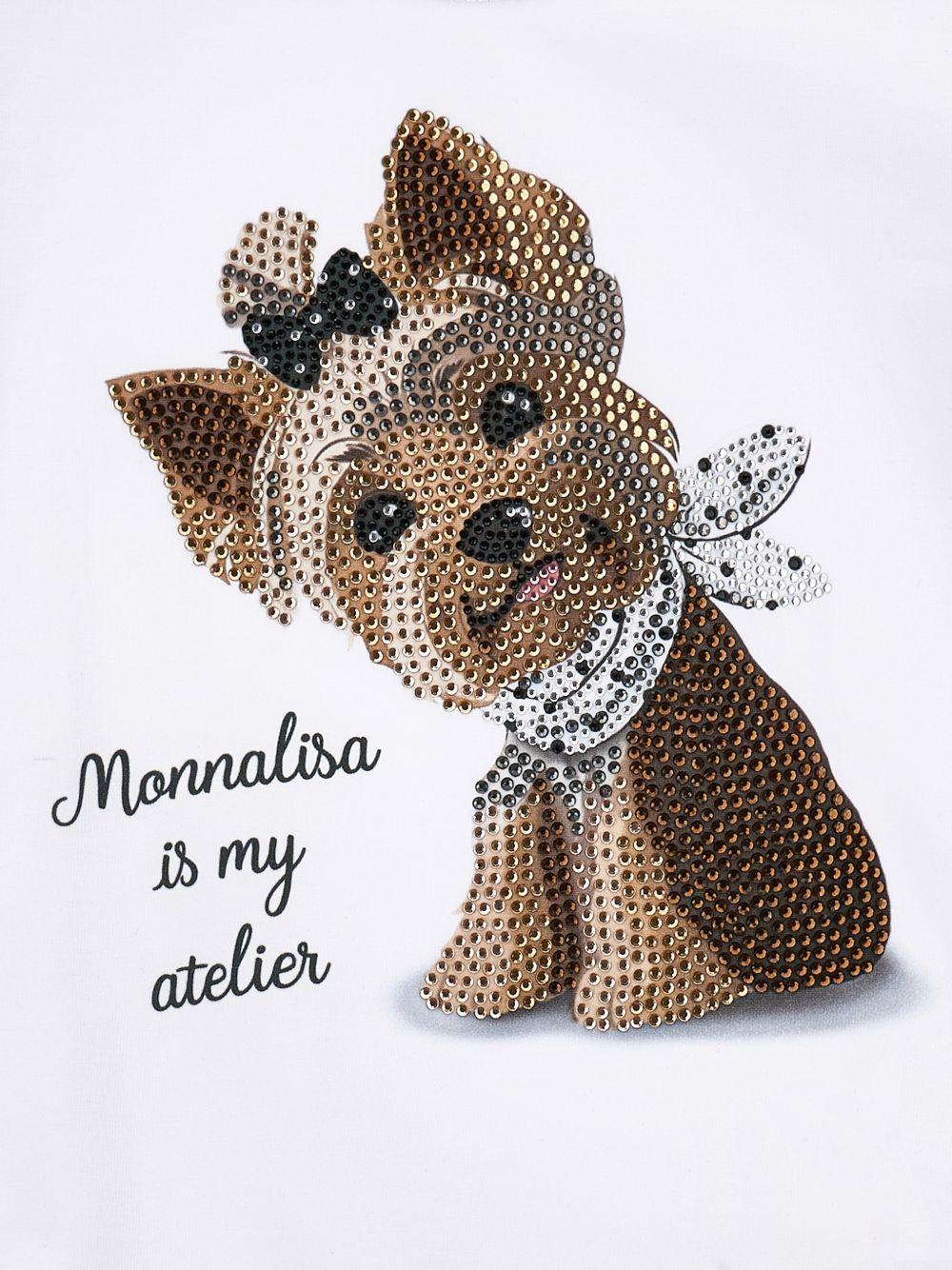 T-shirt per bambina Monnalisa bianca con stampa grafica cane 19G613 7032 0099 MONNALISA KIDS 