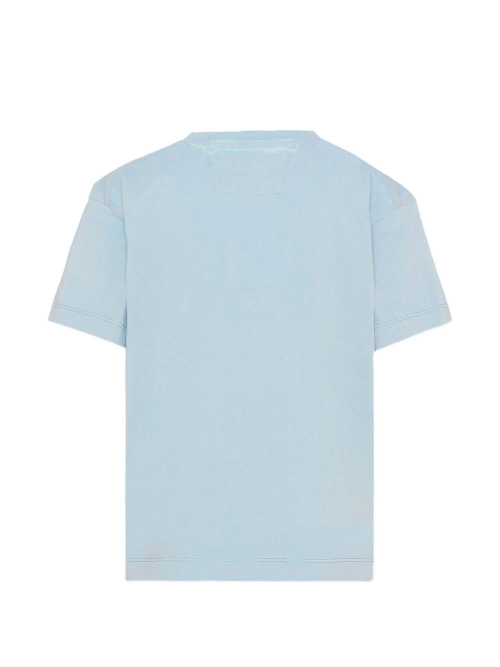 T-shirt per bambino C.P. Company Kids azzurra con logo sul davanti CNM00QLAA17 41372 C.P.COMPANY KIDS 