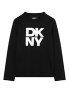 T-shirt per bambino DKNY Kids nero con logo a contrasto D62457 09B DKNY 