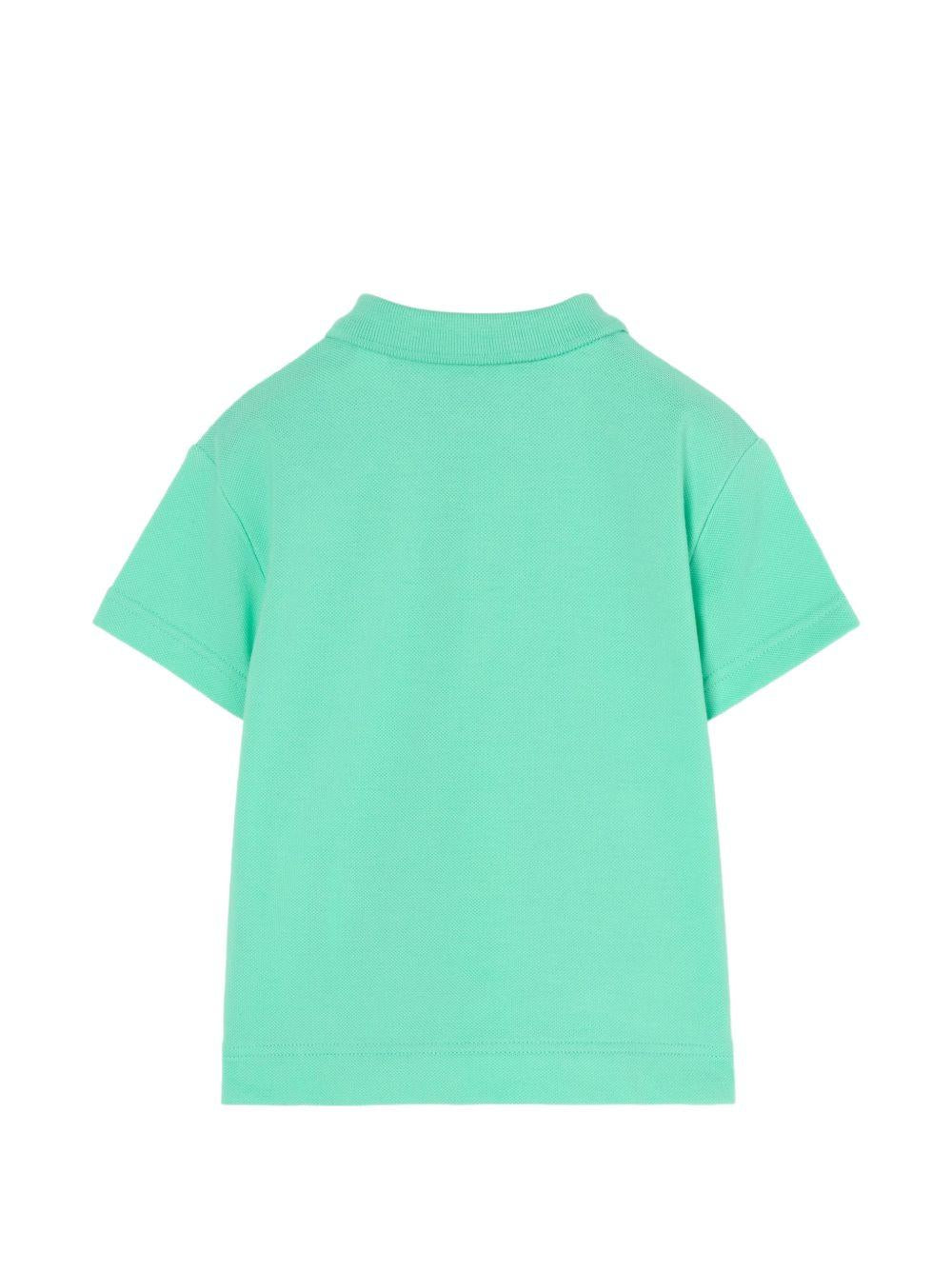 T-shirt per bambino Burberry Kids verde con ricamo Equestrian Knight 8121294 A2633 BURBERRY KIDS 