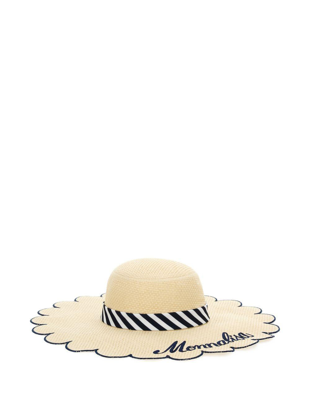 Cappello estivo per bambina Monnalisa beige a righe 19G016 7075 0356 MONNALISA 