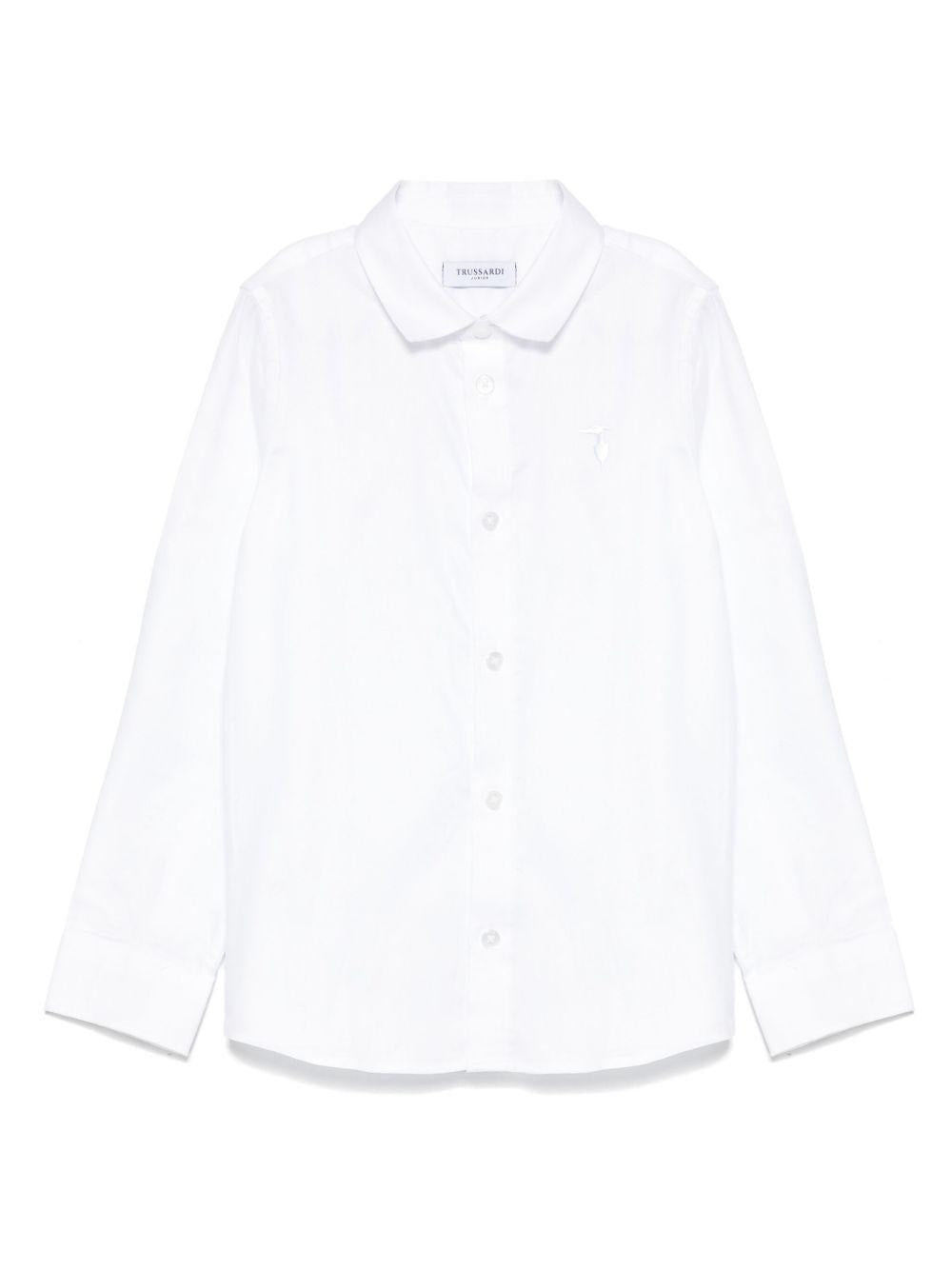 Camicia per bambino Trussardi Junior bianca con colletto ricamato TBA25080CA OFF-WHITE TRUSSARDI JUNIOR 