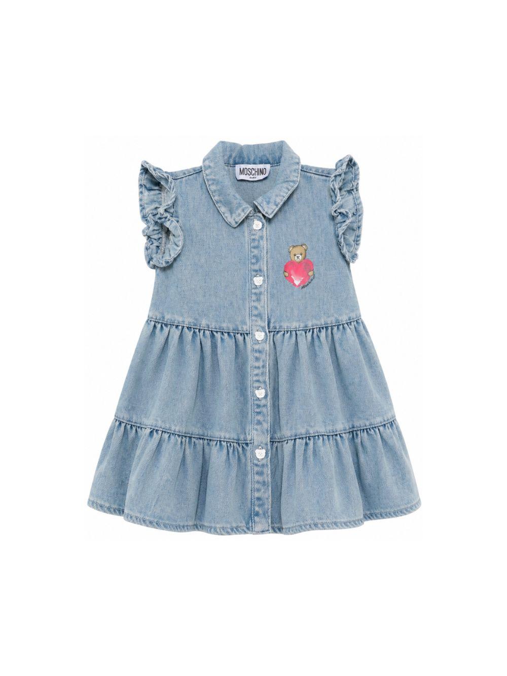 Abito per neonata Moschino Kids in denim con design a strati MDV0D9L0E34 40186 MOSCHINO KIDS 
