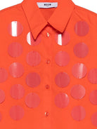 Camicia per bambina MSGM Kids arancione con dettagli a pois fucsia S6MSJGSI097 MS074 MSGM KIDS 