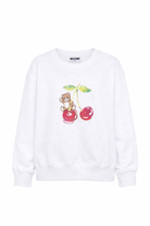 Felpa per bambina Moschino Kids bianca con grafica ciliegia HDF06OLDA25 10101 MOSCHINO KIDS 
