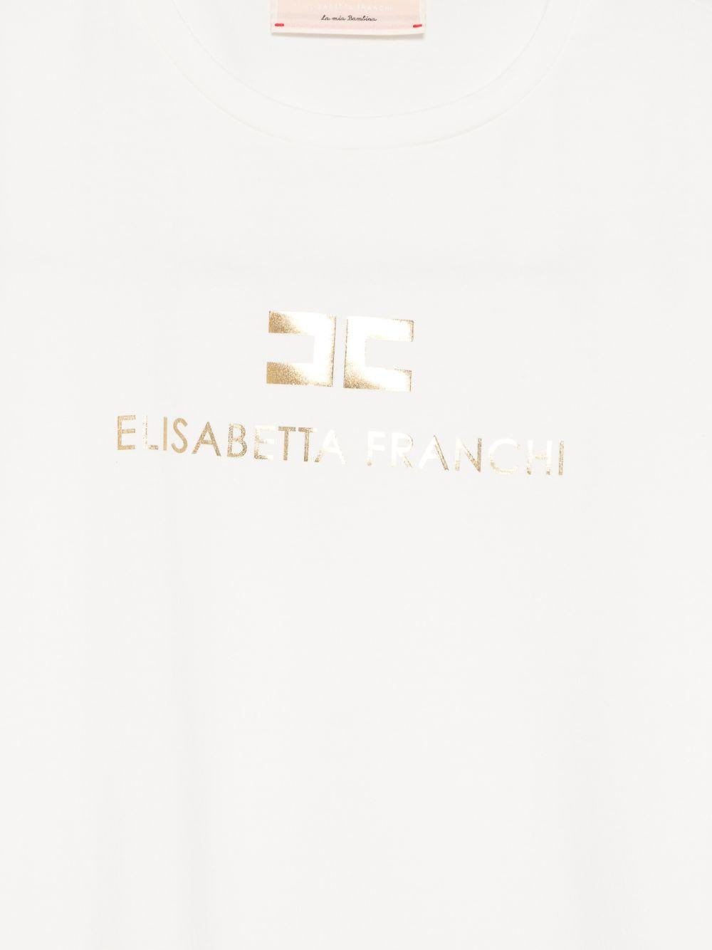 T-shirt per bambina Elisabetta Franchi La Mia Bambina bianco con logo sul davanti EFTS2600JE006 0115 ElISABETTA FRANCHI KIDS 