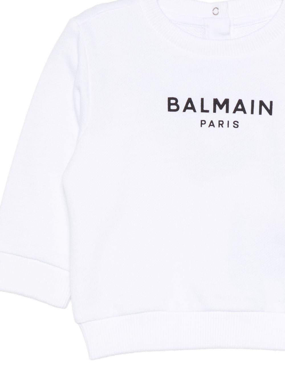 Felpa per neonati Balmain Kids bianca con stampa logo sul davanti BY4580 Z3183 100NE BALMAIN KIDS 