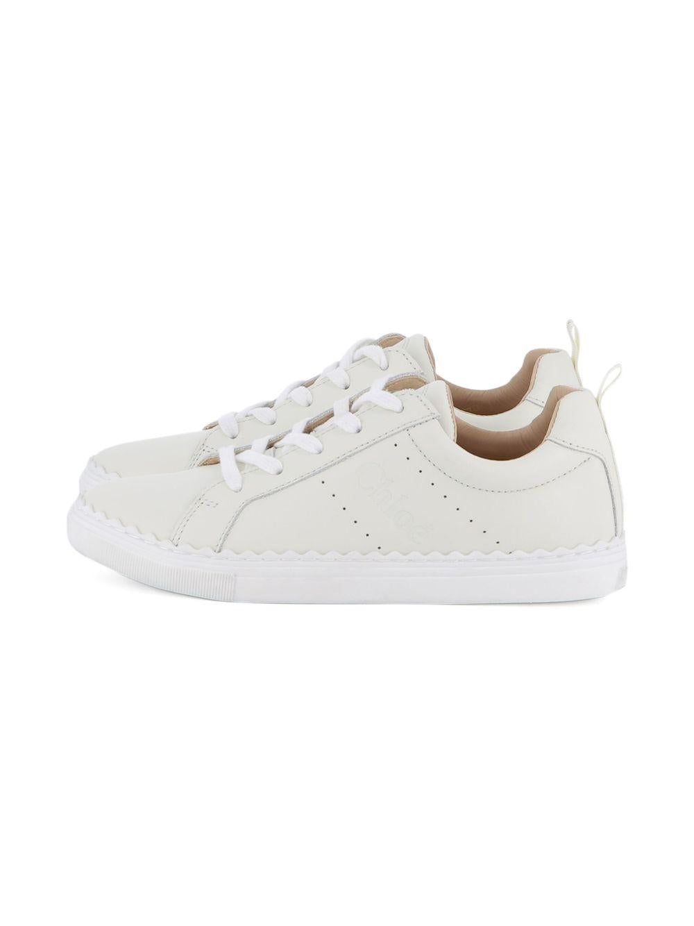 Sneakers per bambina Chloé Kids traforate bianche in pelle C20698 117 CHLOE' KIDS 