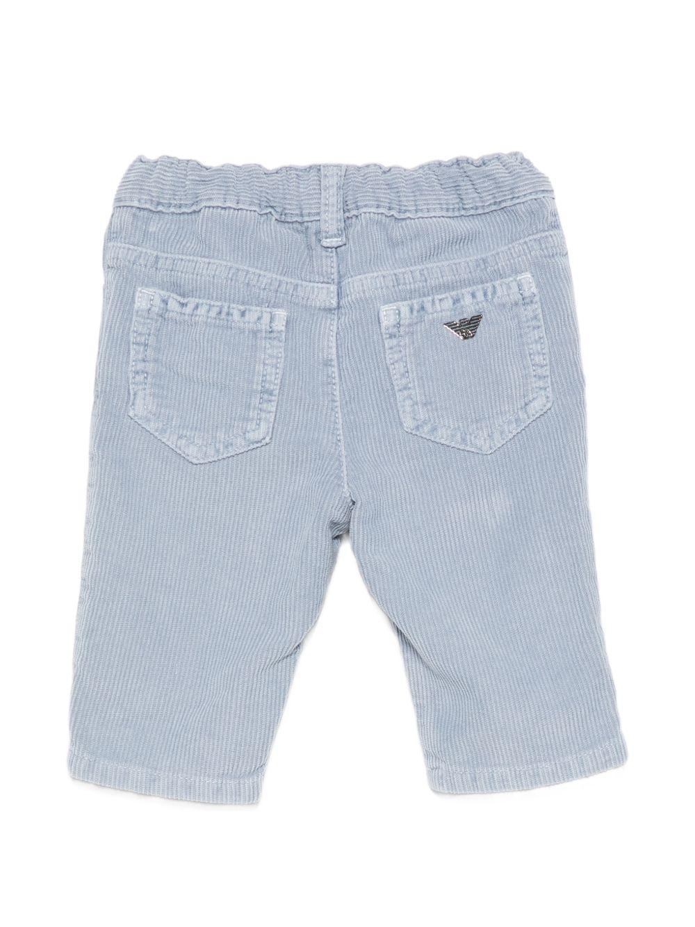 Pantaloni per neonato Emporio Armani Kids azzurro chiaro con effetto velluto EB001506 AF26401 U9366 EMPORIO ARMANI KIDS 