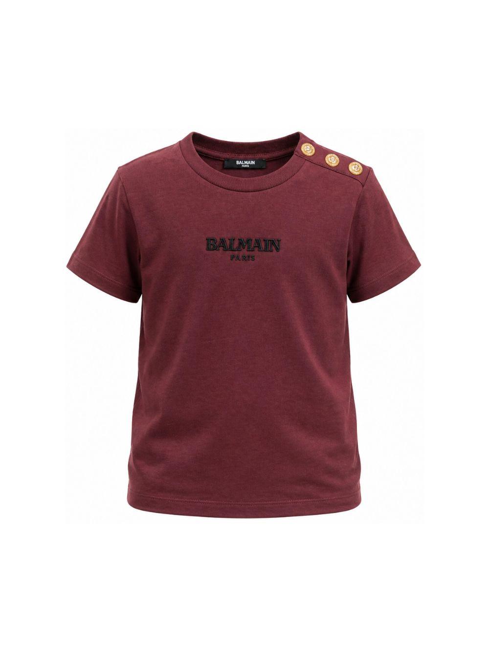 T-shirt per bambini Balmain Kids bordeaux con bottoni sulla spalla BZ8I81 Z3672 530OR BALMAIN KIDS 